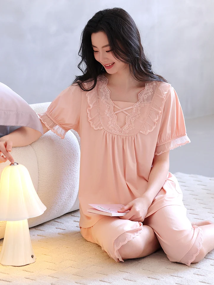 set-pigiama-leggero-a-maniche-corte-in-cotone-modal-per-mamma-abbigliamento-da-notte-estivo-comodo-stile-casual-pantaloni-a-tre-quarti-abbigliamento-da-casa