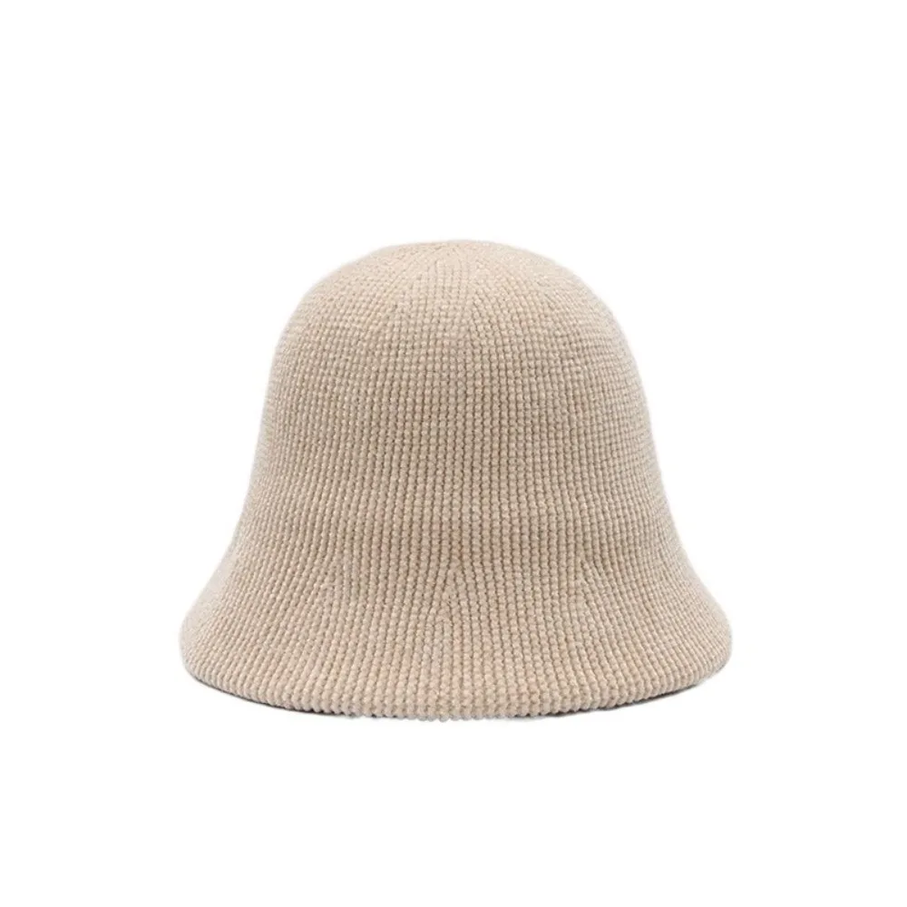 

Retro Chenille Knitted Fisherman Hat Solid Color Cold-proof Women Panama Cap Korean Style Ear Warmer Bucket Hat Travel