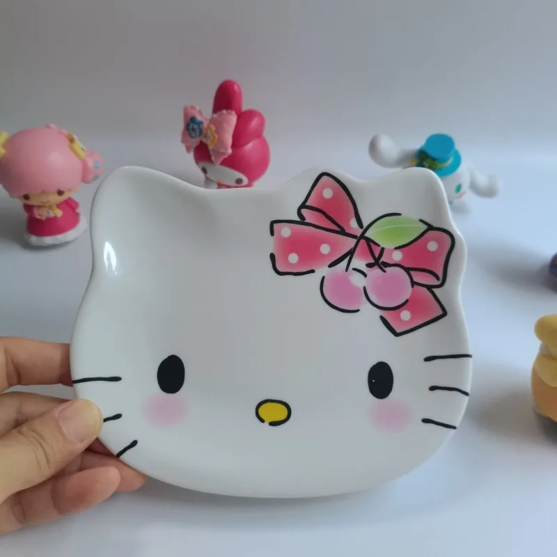 

Sanrio Hello Kitty Anime Kawaii Ins Fashion Household Plate Cute Cartoon Children Fruit Snack Plate Tableware Gifts for Girls