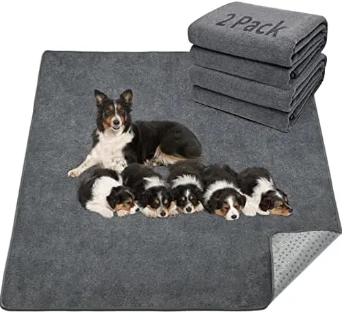 

LOOBANI 2-Pack Extra Large Dog Mat | 36"x48" Reusable, Absorbent, Non-Slip Pee Pads for Puppies & Incontinence (Gray)