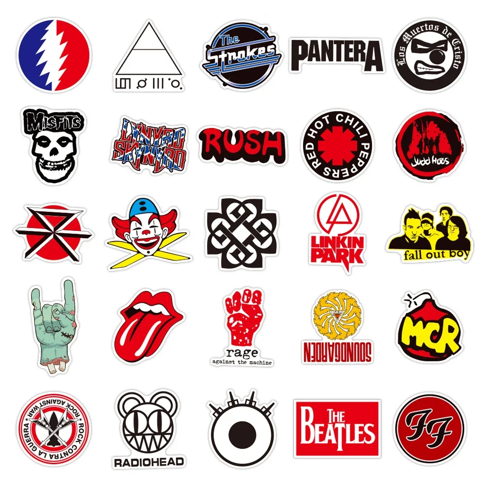 10/30/50PCS Rock Rock Band Sticker Graffiti Waterproof Skateboard Sticker Personalized Luggage Laptop Sticker Wholesale