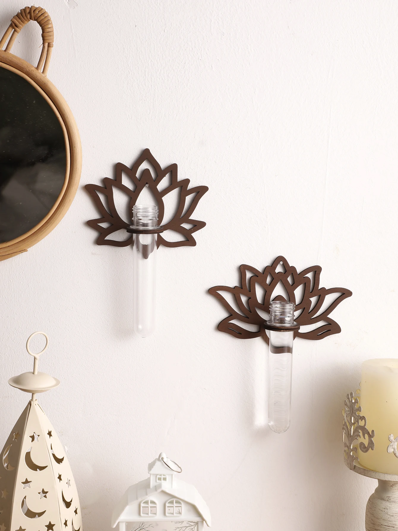 Wandpflanzgefäße in Lotusform für Zimmerpflanzen, Vermehrungsstation, Mond-Wanddekoration, Kunstvase, Ständer für Frauen, Mutter, Pflanzenliebhaber, Geschenk