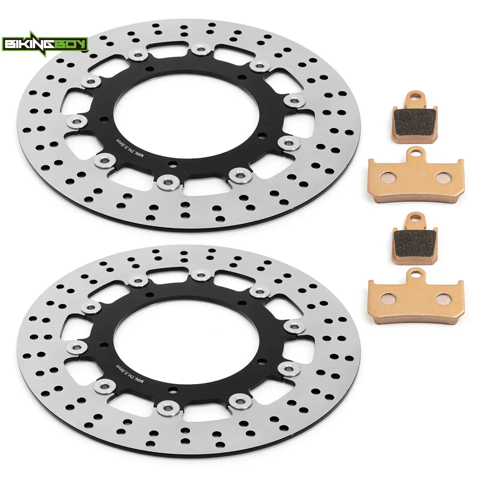 BIKINGBOY For Yamaha YZF R1 98 99 00 01 02 03 04 05 06 07 08 09 10 11 12 13 14 Front Brake Discs Disks Rotors Pads Stainless Set