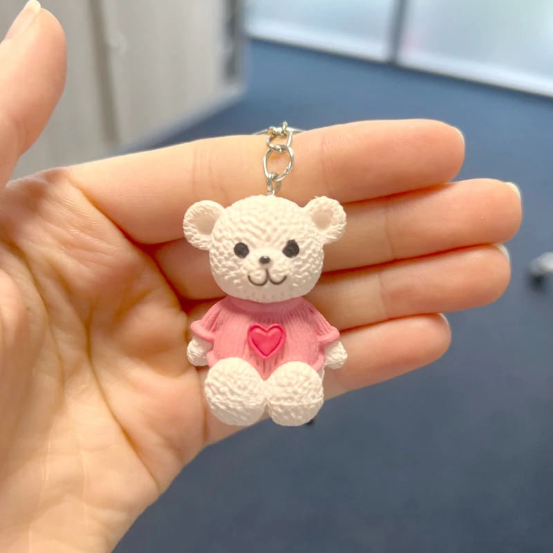 Cartoon Resin Bear Doll Keychain Women Men Cute Anime Teddy Key Chain On Bag Car Trinket Jewelry Wedding Party Girls Gift