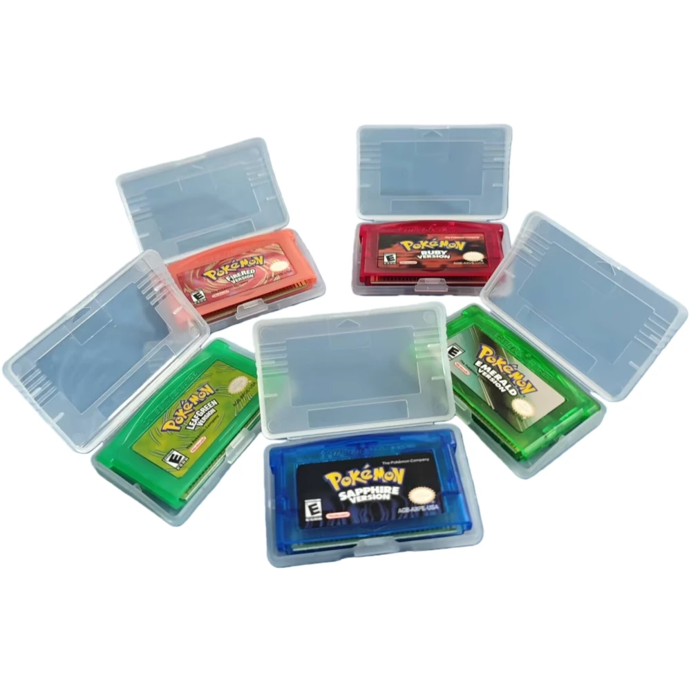 اسبانيا GBA لعبة البوكيمون سلسلة 32 بت لعبة فيديو خرطوشة وحدة التحكم بطاقة البوكيمون الزمرد النار الأحمر روبي ليف الأخضر الياقوت