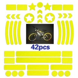 42PCS Bicycle Body Reflective Sticker Night Safety Logo Grid Stripe Warning Strip MTB Scooter  Helmet Body Reflective Sticker