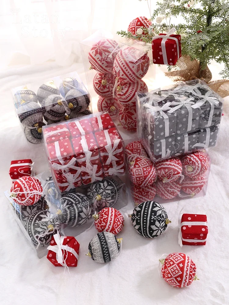 Christmas Ornament Christmas Tree Pendant Christmas ball ornament cloth gift bag pendant knitting ball box