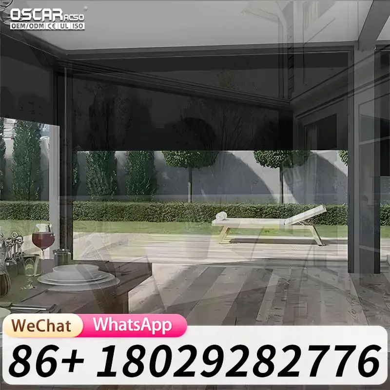 Electric Waterproof Aluminum Pergola Roof Easily Assembled Bioclimatic Garden Structure Patio Outdoor Backyard Use Rolling Blind