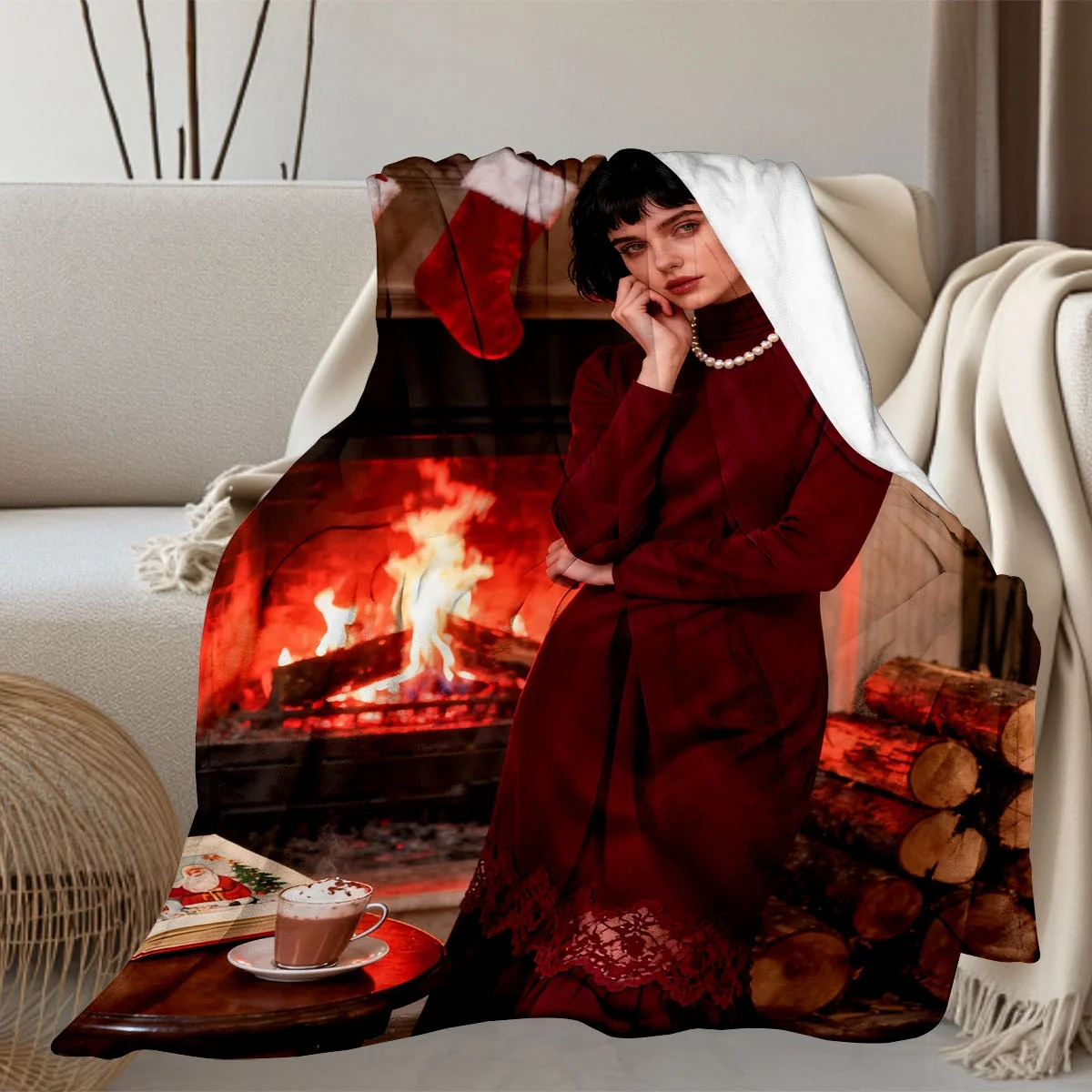 بطانية من الفلانيل مخصصة للزوجين لمشهد عيد الميلاد - طباعة عالية الوضوح لا تتلاشى، ناعمة ودافئة، قابلة للغسل في الغسالة، مناسبة لأسرة غرفة النوم، عرض العروض على الأريكة، احتياطية عيد الميلاد لعيد الميلاد - مثالية كهدية رومانسية لصديق/صديقها/صديقة عيد الميلاد