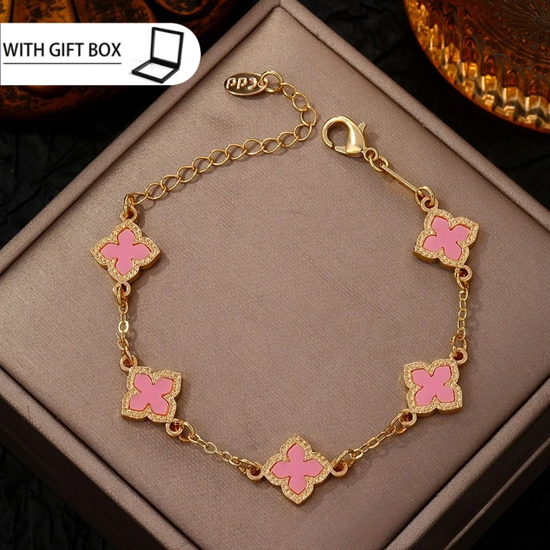 Einseitiges, mit Glücksklee überzogenes Armband für Damen, modischer, minimalistischer Stil, frisch, süß, vielseitig, Datumsaccessoire