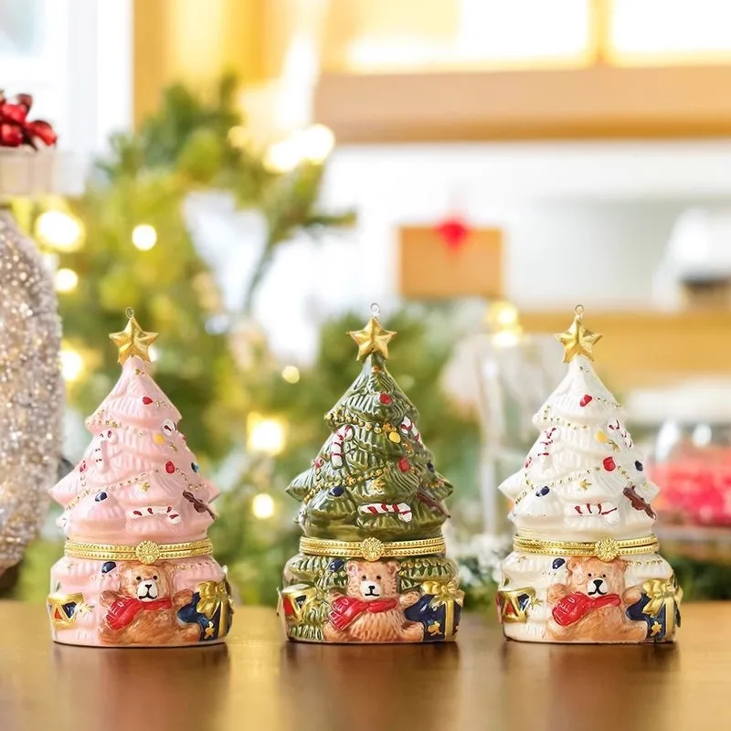 

Customizable Ceramic Christmas Tree Scented Storage Box Holder Bear Wish Tree Desktop Decor Aroma Ornament Gift for