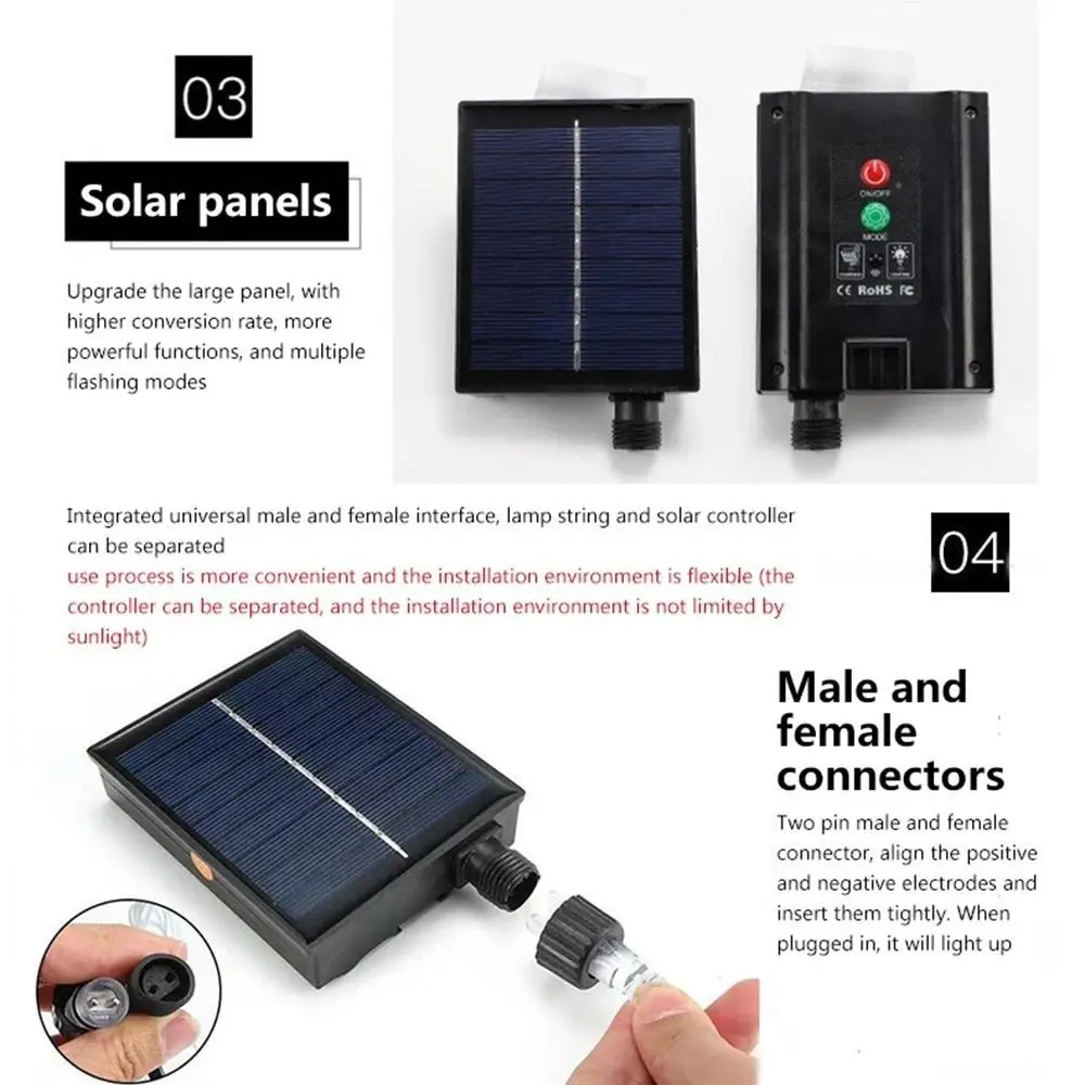 8 Lighting Modes Solar Christmas Lights Remote Control Waterproof Waterfall Tree Light USB/Solar Powered Colorful