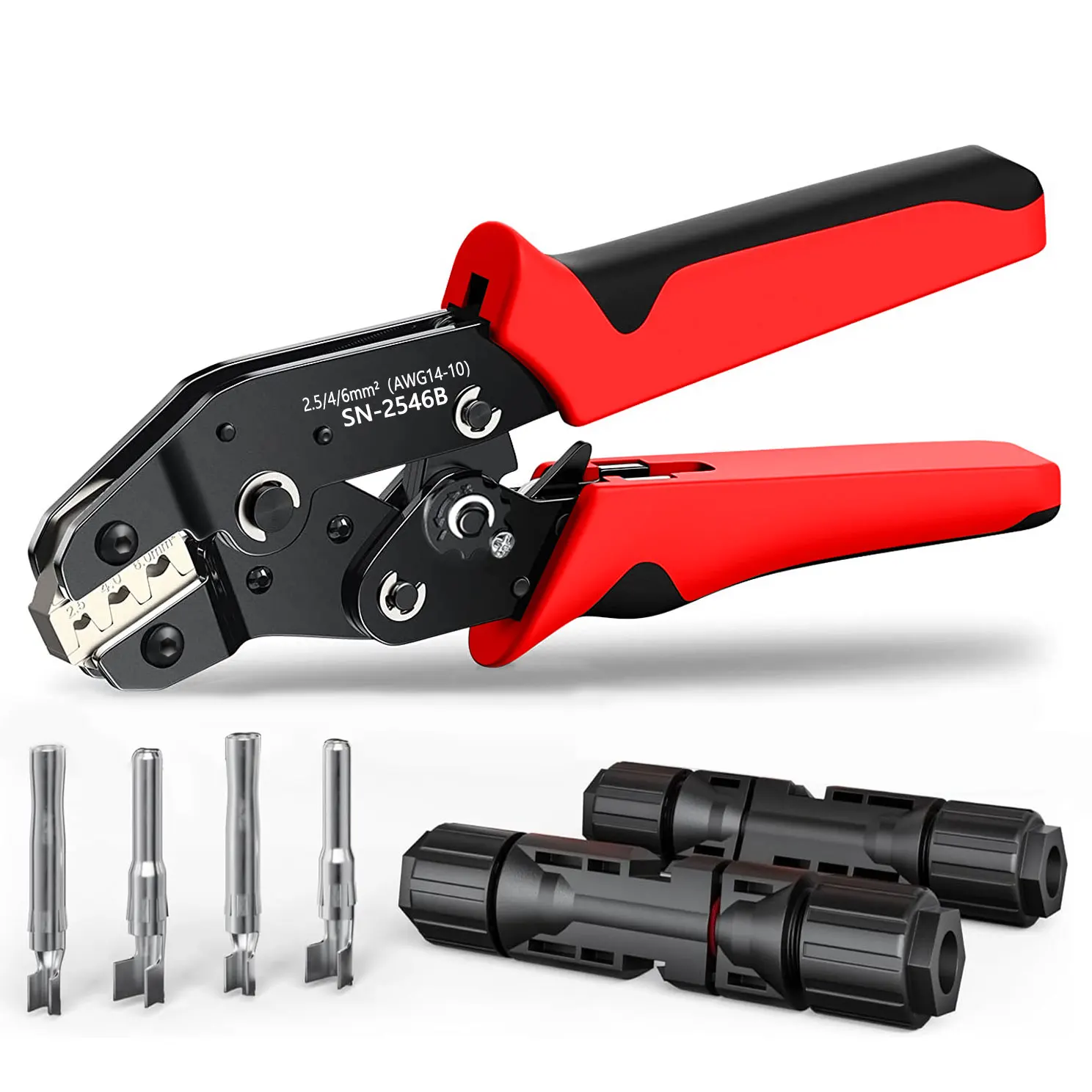 

Solar PV Cable Crimping Tools SN-2546B MC2.5,4,6mm²/14-10AWG Connector Pressing Ratchet Pliers