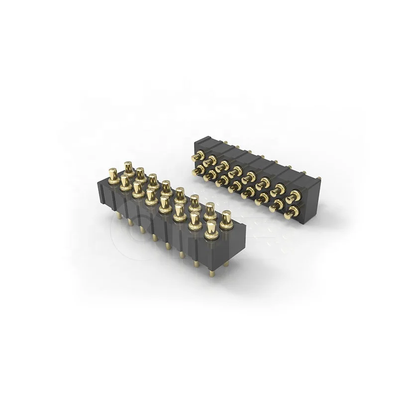 Customized, 16-pin  double rows 2.0mm pitch gold-plated POGO pin or spring loaded  connector