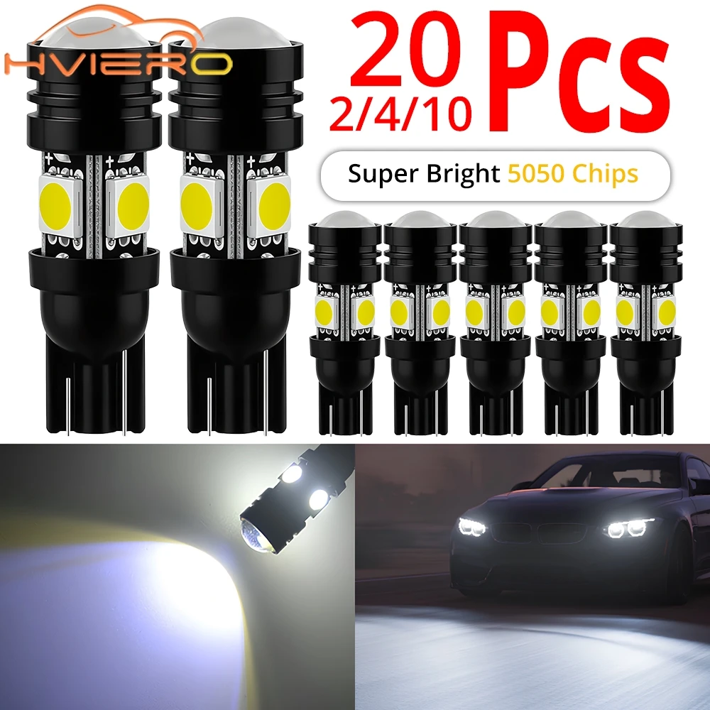 

2/4/10/20Pcs Car Day Lamp T10 W5W 4SMD 5050 3W Turn Signal Brake Light 12V Reverse Trunk License Parking Plate Roof Dome Reading