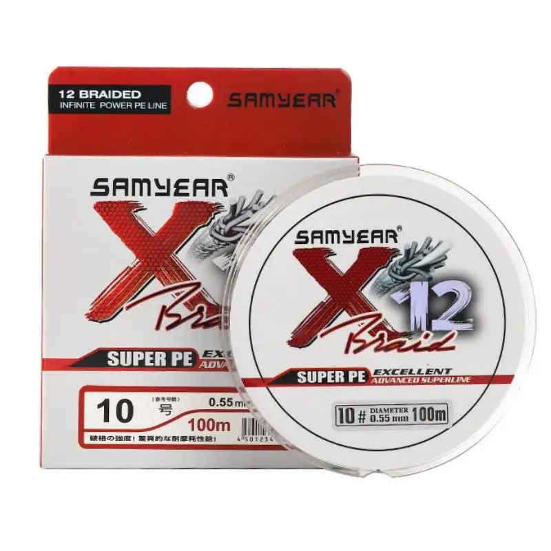 

X12 100m Polyethylene Braided Fishing Line High Strength Zero Stretch Wear-Resistant AntiBite Lure Floating
