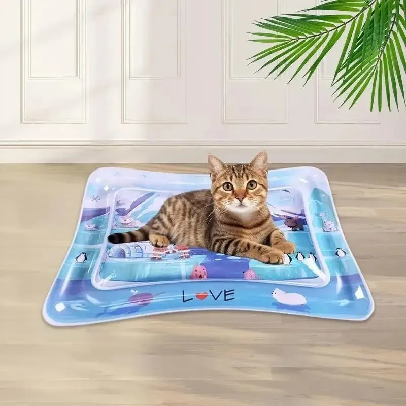 Inflatable Baby Crawling Mat Summer Cooling Water Sensory Play Bed Pet Pat Play Ocean Fish Water Cushion Cat Dog Interactive Toy