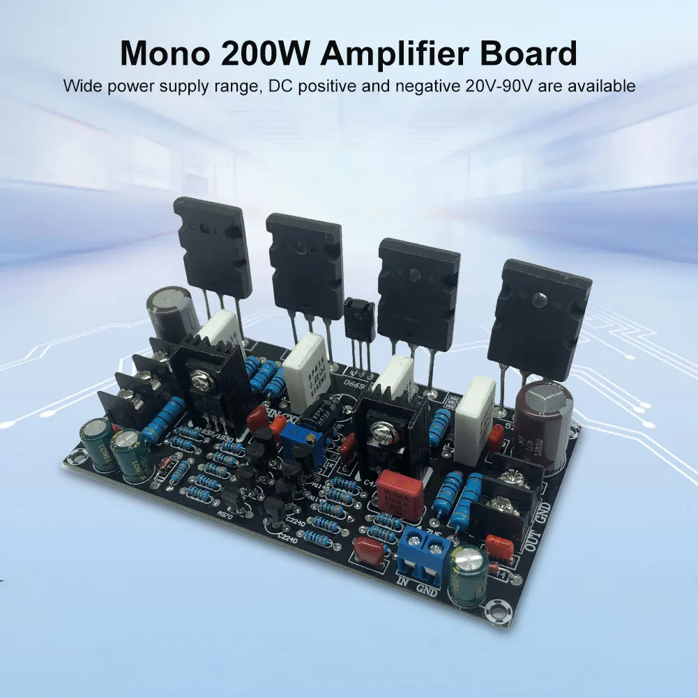 Amplificador de áudio mono hifi, placa finalizada, 200w, módulo amplificador de som digital mono para alto-falante, kit eletrônico diy
