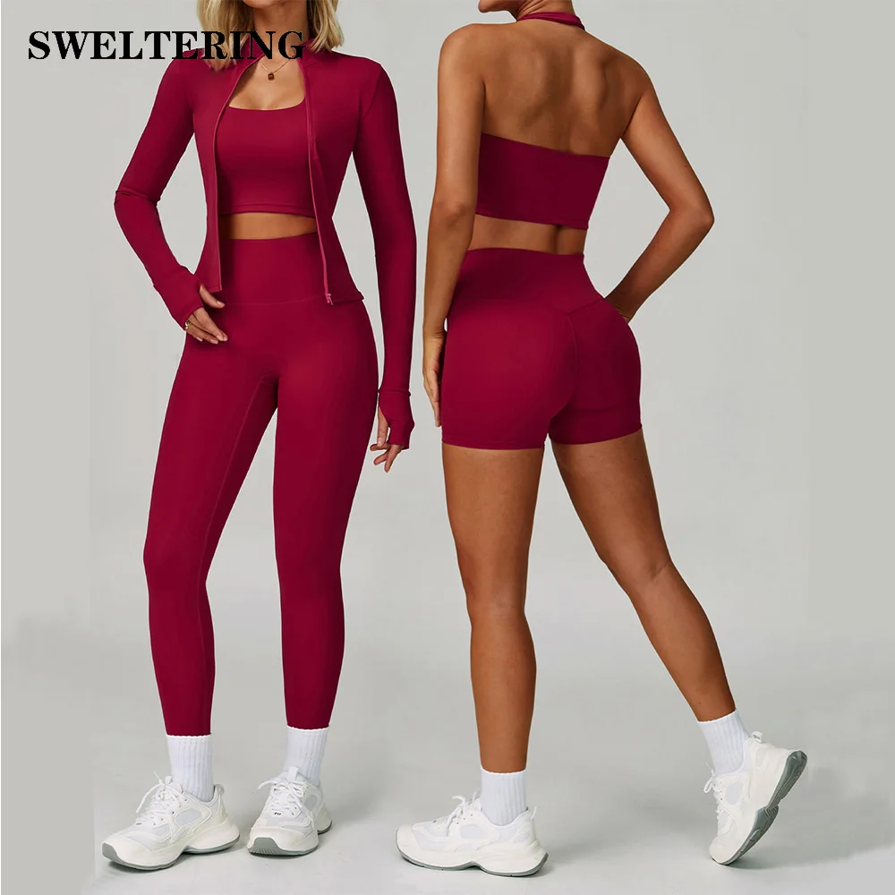 

2 Pieces Women Tracksuits Yoga Set Gym Clothes Sportswear Yoga Suits Fitness Set Sports Bra Crop Top Long Sleeve Gym Leggings