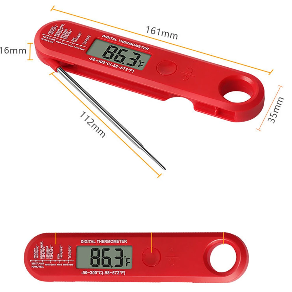 Therye.com numérique étanche à lecture instantanée, Therye.com de cuisine avec rétro-éclairage, sonde pliable pour la cuisson de la viande