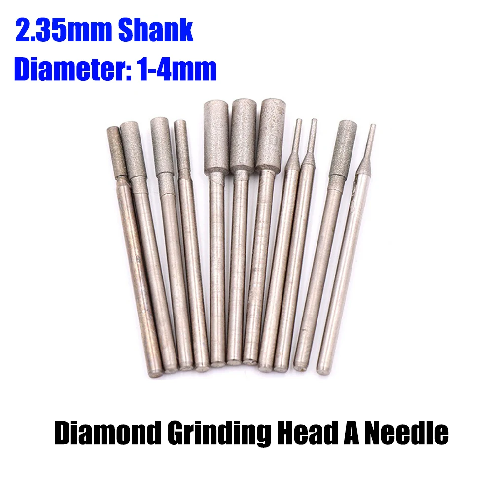 

1/5pcs Diamond Grinding Head A Needle 600/1200 Grit Cylindrical Flat Head Polishing Grinding Head Jade Carving Deburring Tools