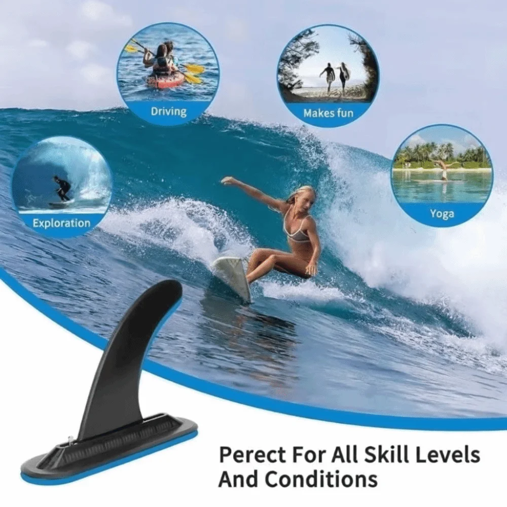 No Tool 9 Inch Surfboard Fins Quick Release Secure Round SUP Fins Detachable Universal Single Fin Water Sports