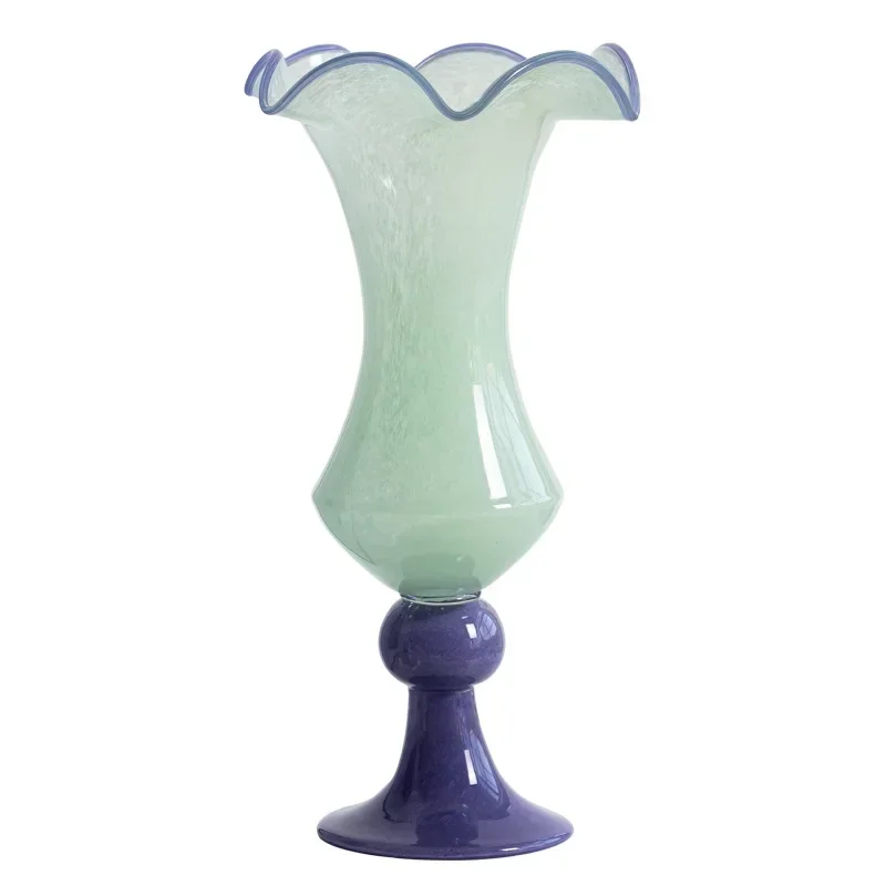 Medieval French dining table Lily of the Valley handmade glazed glass vase ornament flower arrangement