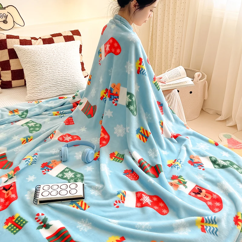 Thickened Christmas Winter Blanket Warm Double side for Bed Bedspread Sofa Decorative Camping Picnic Winter Warm Blanket