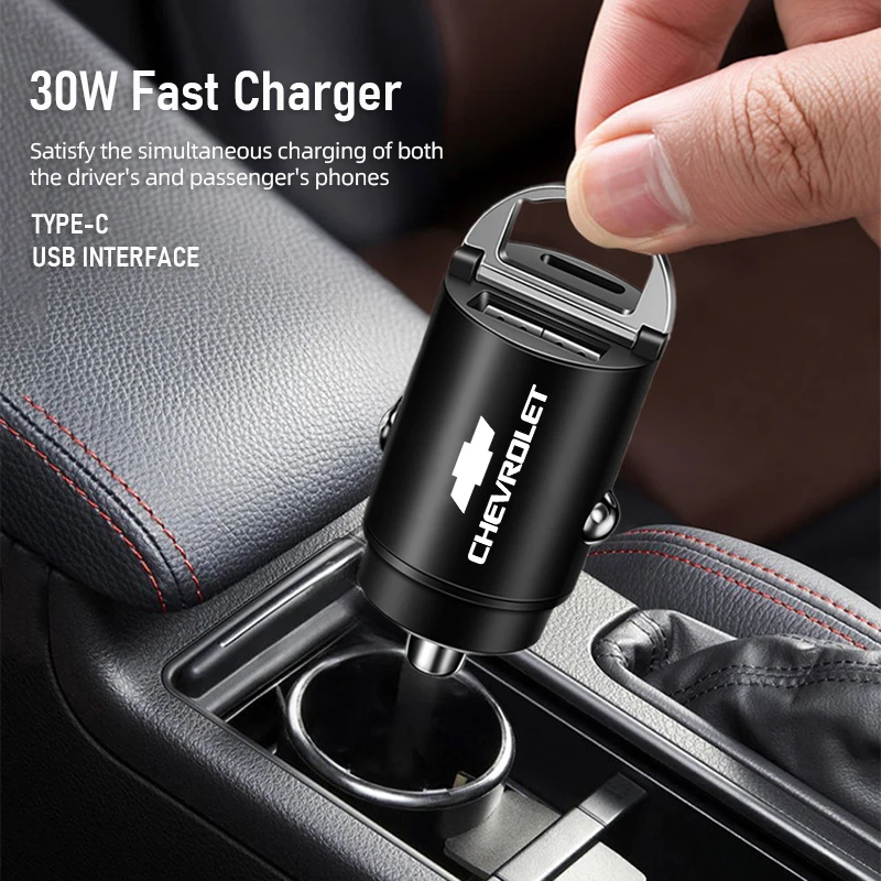 Car Charger USB Type-C Fast Charging Power Adapter For Chevrolet Cruze Spark Captiva Suburban Silverado Camaro Corvette Malibu C