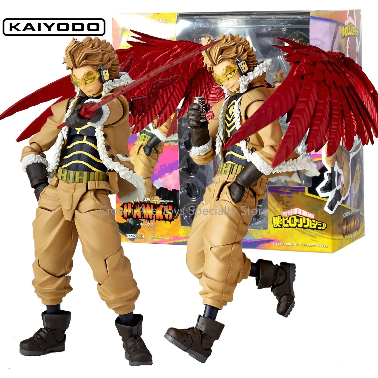 

Kaiyodo Figure Complex Amazing Yamaguchi Series No.029 Hawks Movable Manga Figures Anime Assembled Model Trendy Toys Doll Gifts