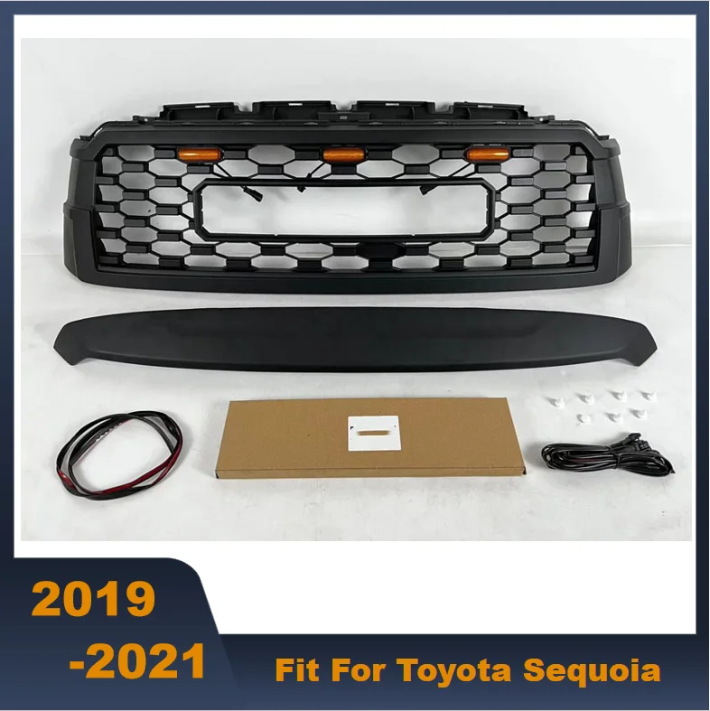 Good Quality ABS Front Middle Grill Racing Grills With LED Lights Fit For Toyota Sequoia 2019-2021