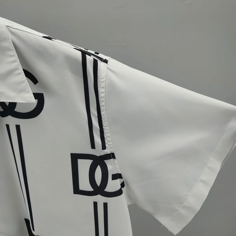 European and American Casual Fashion Summer New Men and Women DGShort Sleeve Shirt with Front and Back Letter Print Affordable C