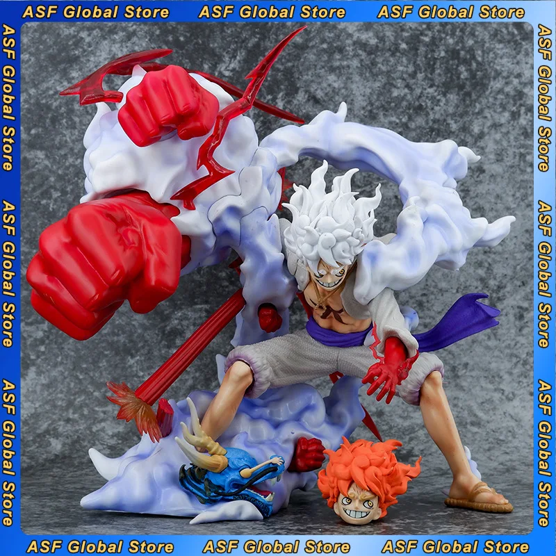 

32cm New ONE PIECE Anime Name Luffy Peripheral Model Replaceable Heads Statue Desktop Decoration Ornaments Birthday Gifts Toys