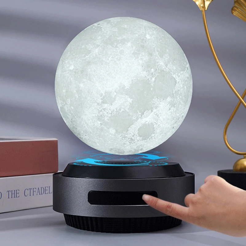 Levitação Magnética Lâmpada Lunar, Maglev Lua Lâmpada, Levantamento Automático, Impressão 3D, 3 Cores, Luz Noturna, Presente de Natal, 14cm