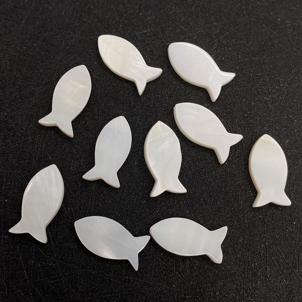 Fish Shape Natural Freshwater Shell Beads White Shell Straight Holes Loose Bead Handmade Fashion Jewelry Accessory 10 Pcs/pack