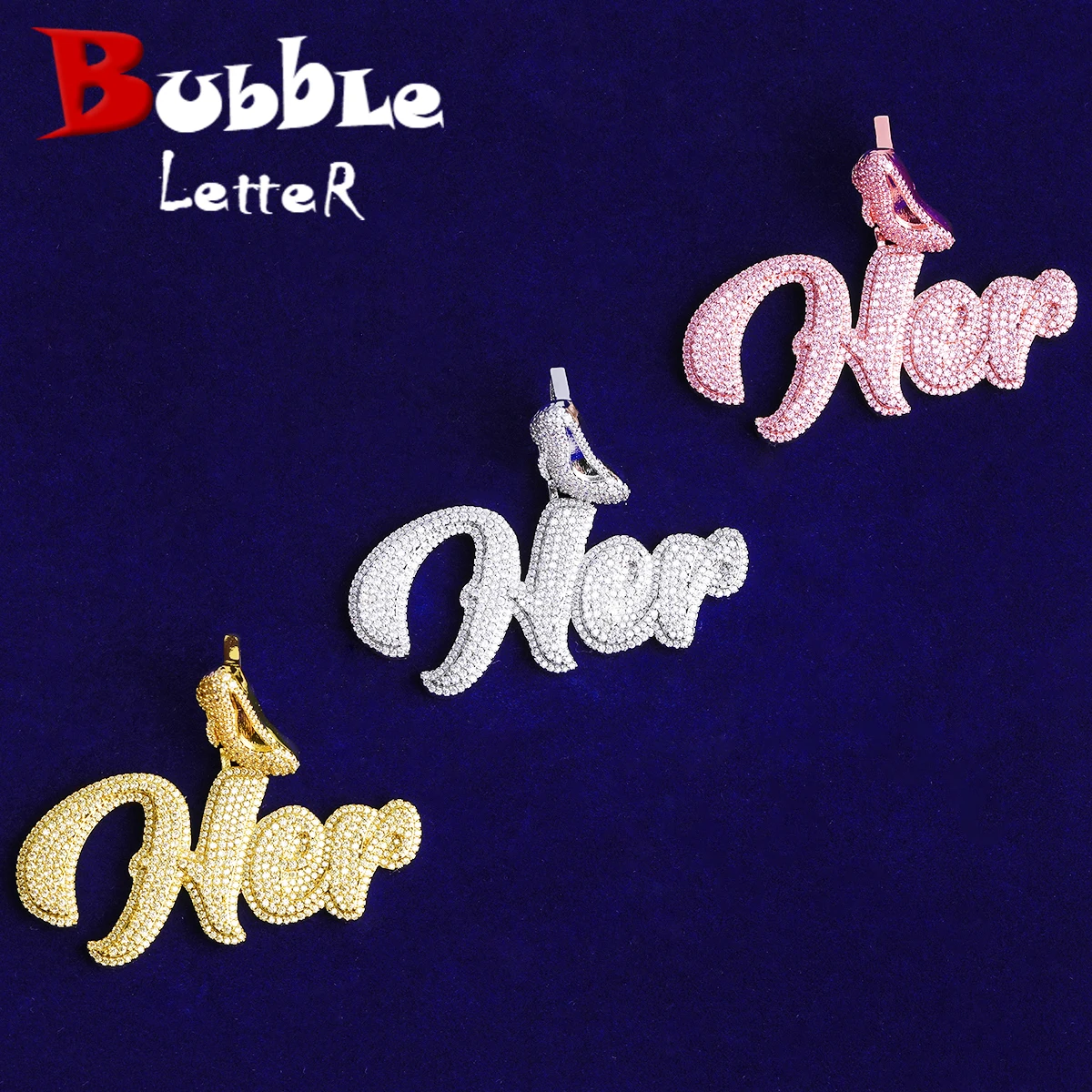 

Ожерелье с пузырьковой буквой Iced Out на высоком каблуке, подвеска для женщин, зубец, установка 5А, кубический цирконий, ювелирные изделия в стиле хип-хоп