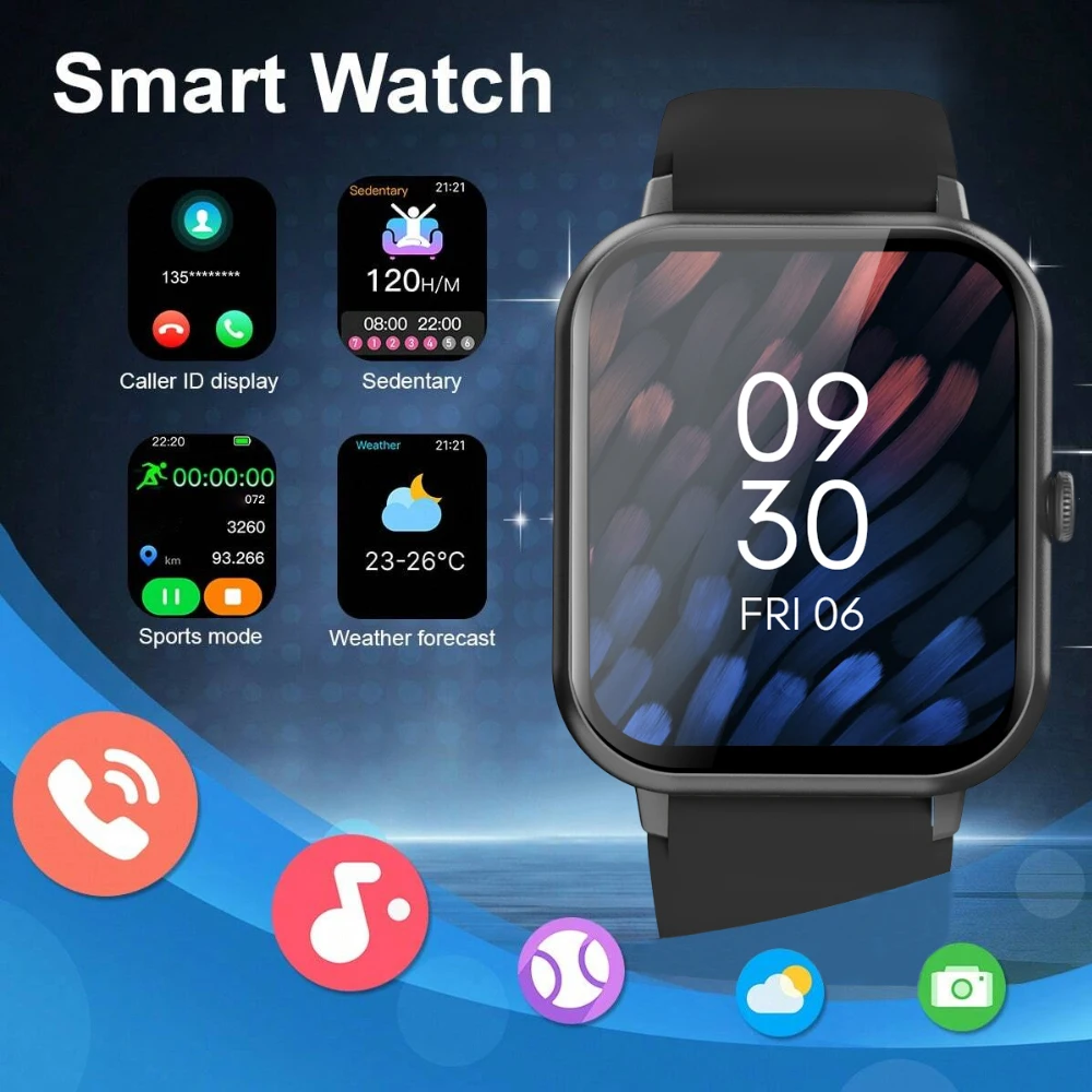 Jam Tangan Pintar PEJE untuk Pria & Wanita - Layar Sentuh Penuh 4,65cm dengan Fungsi Panggilan, 100+ Mode Latihan, Jarak Pedometer Watct