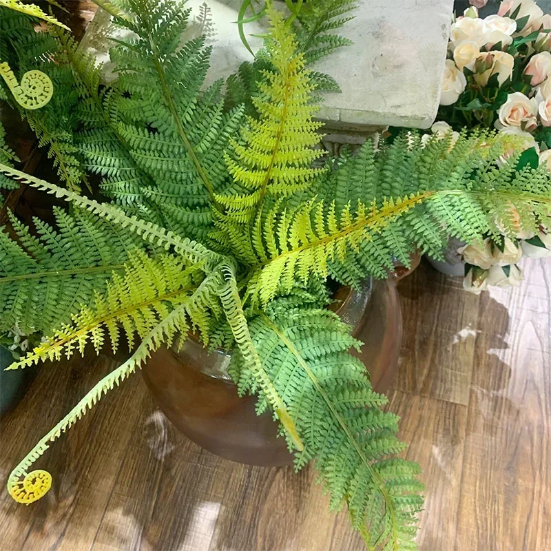 56cm Large Artificial Flower Boston Fern Bunch Plastic Green Plants Fake Leaves Craft Fake Foliage Garden Wedding Home Decoratio