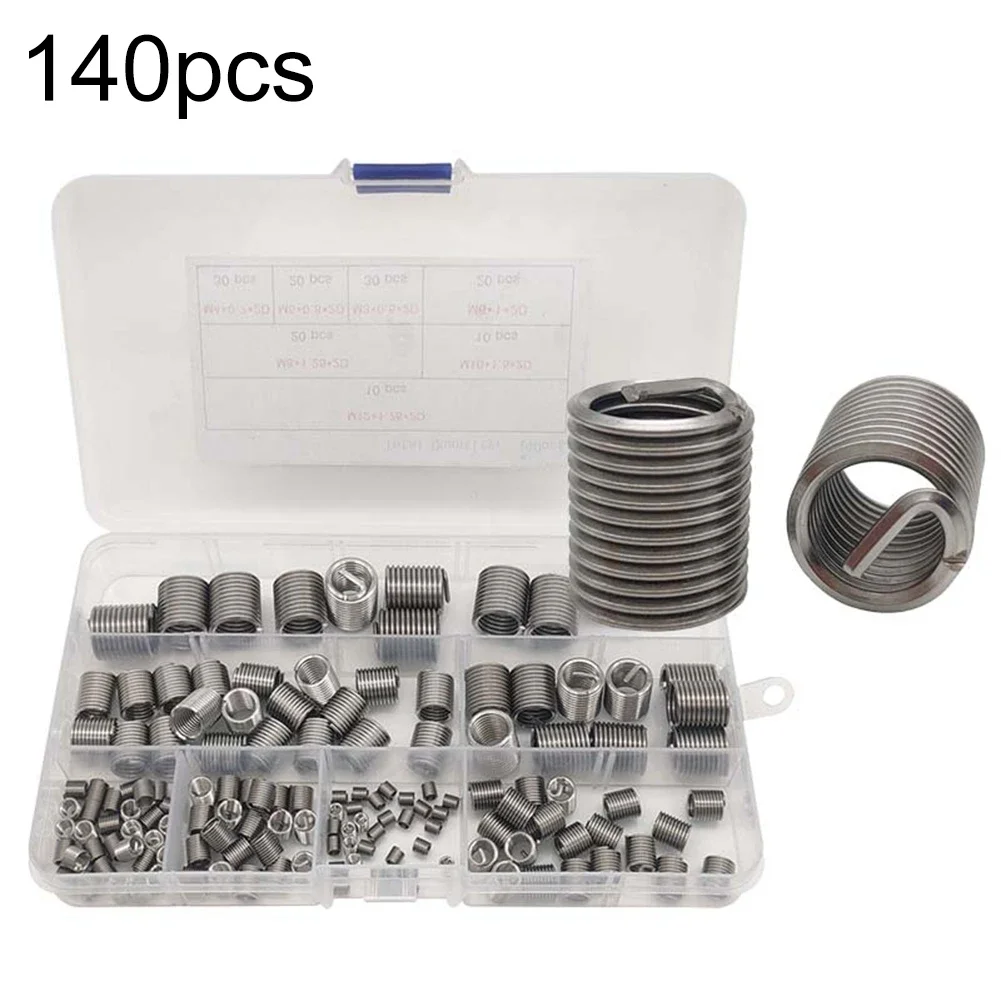 140Pcs M5 M6 M8 M10 Helicoil Type Metric Thread Rethread Repair Kit Cup Assortment Kit Grub Screw Cup Point Grub Screw Set