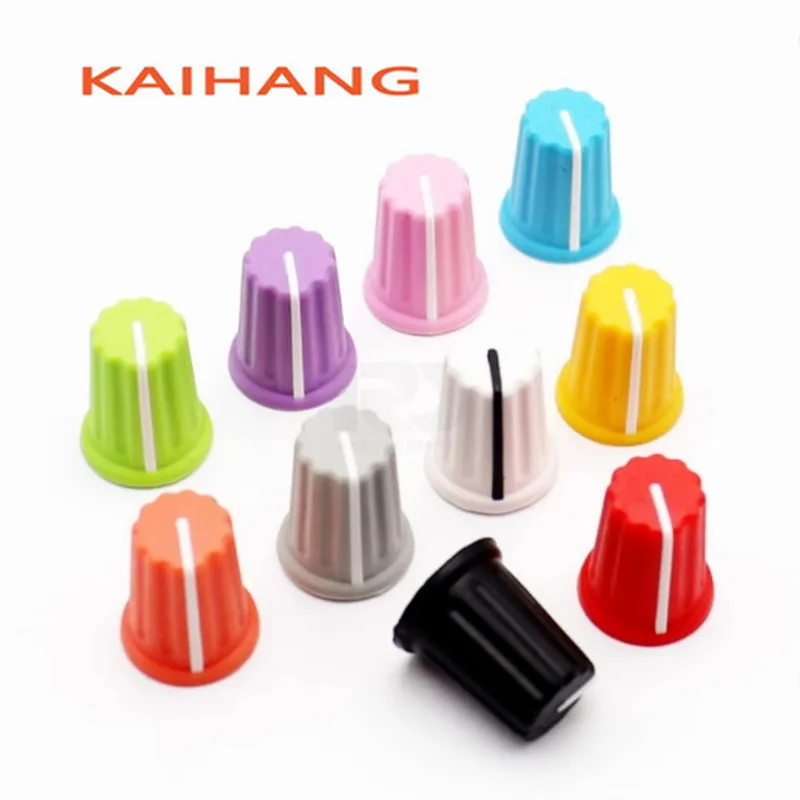 5PCS Color Rubber Half Shaft Knob Diameter 16mm Height 19mm Potentiometer Knob 180 Degree D-Shaped Inner Hole 6mm for Pioneer