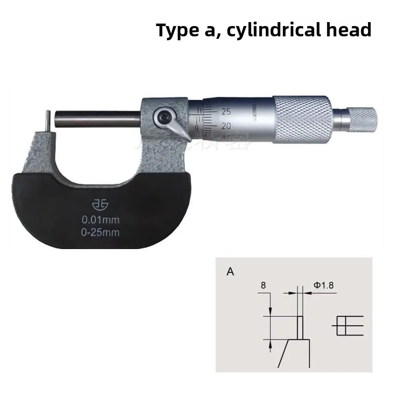 

Spherical surface Thickness Micrometer Outside Ball head tube thin rod Single ball Curved surface plane positioningpointcontact