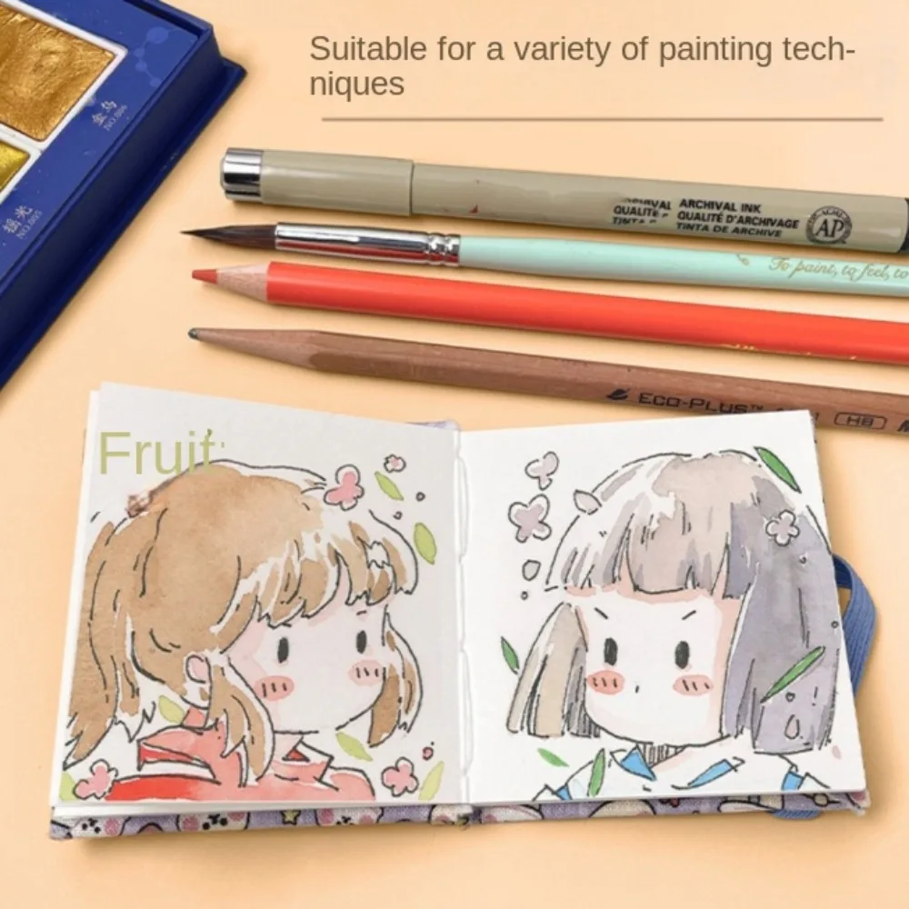 

Цветочная мини-ткань, акварельная книга, красочный бумажный блокнот, акварельный альбом для рисования, квадратная портативная мини-книга для акварельной живописи