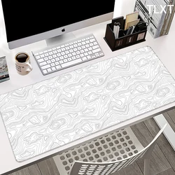 Alfombrilla de ratón grande para juegos, alfombrilla de ratón grande para juegos de ordenador, borde de bloqueo, teclado, escritorio, blanco y negro