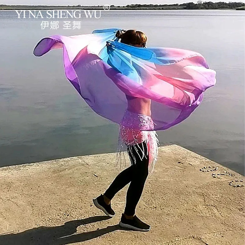 Rectangle Silk Veil Bellydance Hand Throw Scarf Shawl New Women Stage Performance Show Props Competition Costume Handkerchief