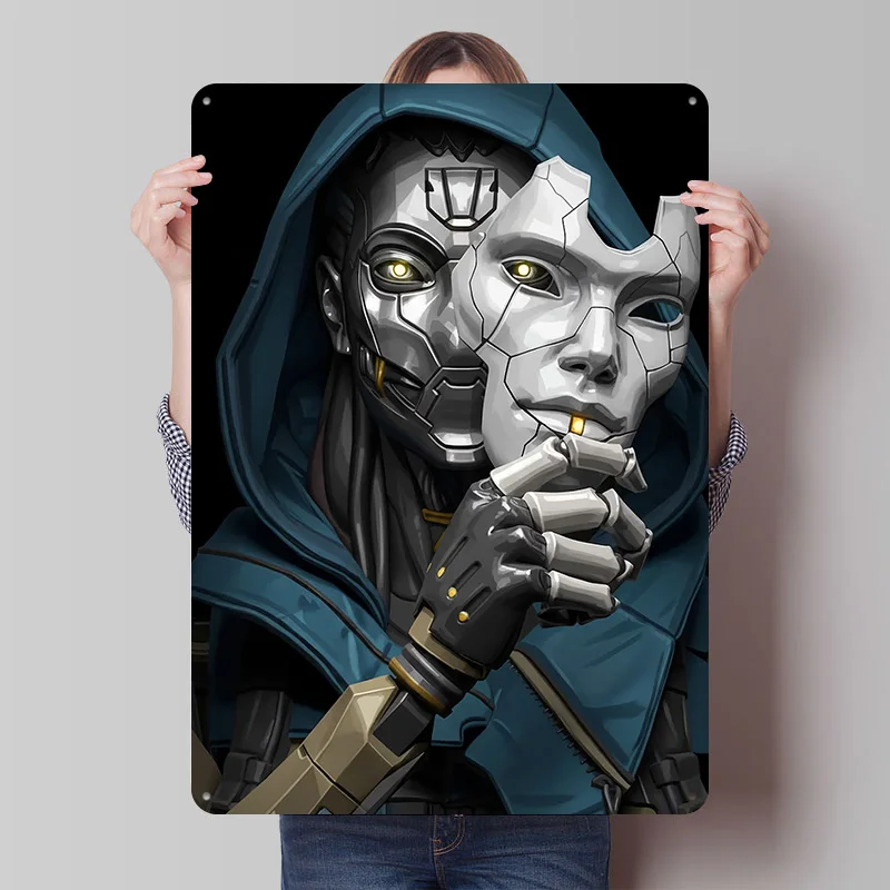 

Постер с изображением Аша, держащего маску, на заказ, винтажный металлический декор для стен, ретро-таблички для мужской комнаты, спальни, игровой комнаты