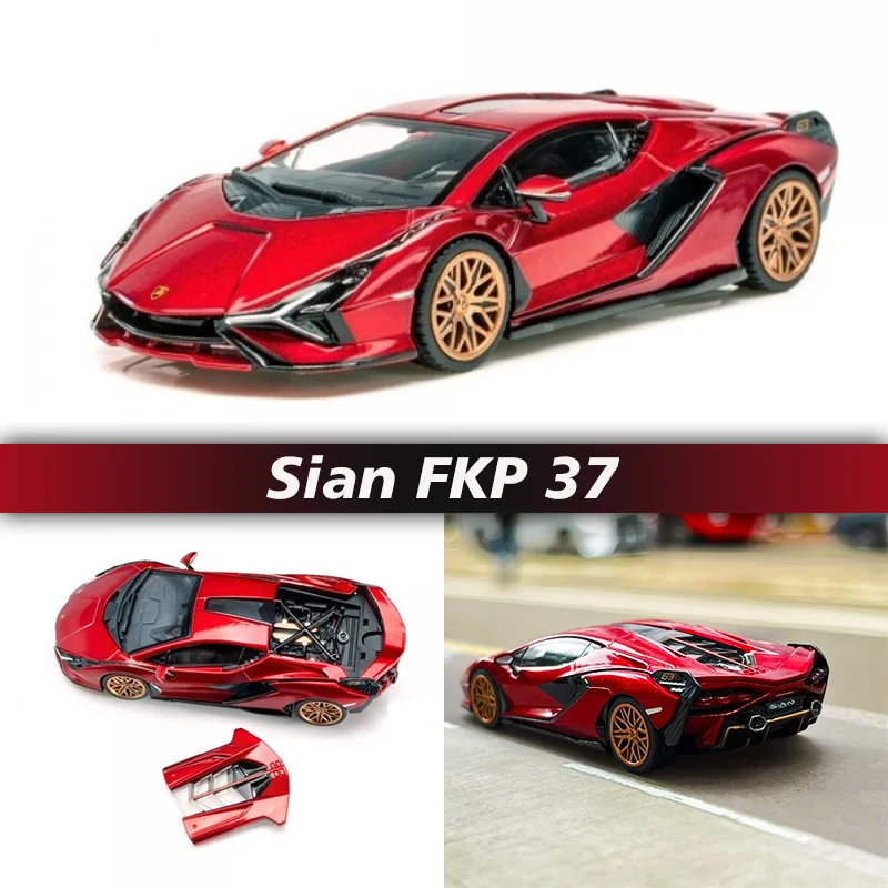 

HH Toys 1:64 Sian FKP 37 Hybrid Super Car Red Alloy Diorama Model Collection Miniature Carros