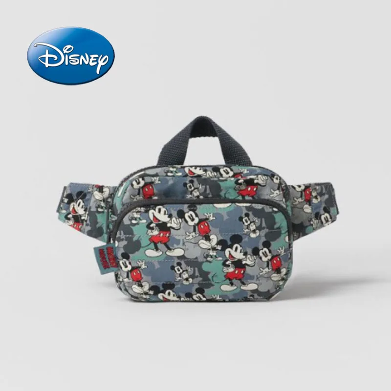 Disney\'s New Camouflage Mickey Cartoon Print Children\'s Waist Bag, Lightweight and Cute Small Waist Bag for Boys and Girls