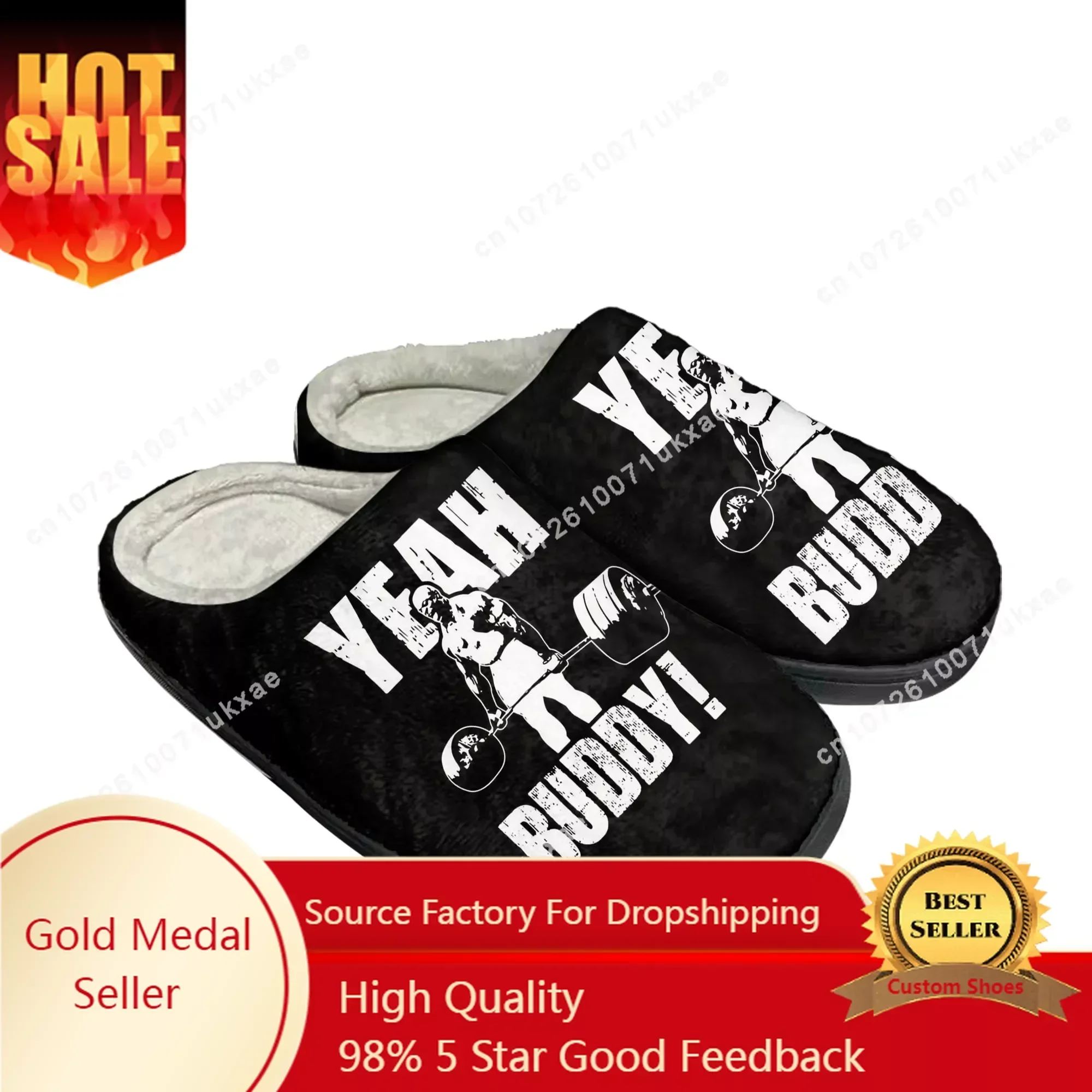 Ronnie Body Building Yeah Buddy Light Weight  Home Cotton Slippers Mens Womens Plush Bedroom Keep Warm Shoes Customized Shoe