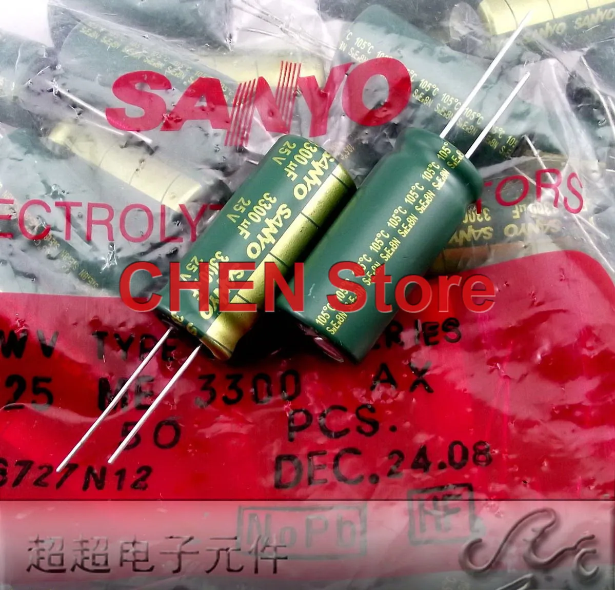 10PCS SANYO AX 25V3300UF 16X36MM Green gold 3300UF 25V high frequency electrolytic capacitor 105 Degree DIY 3300uF/25V