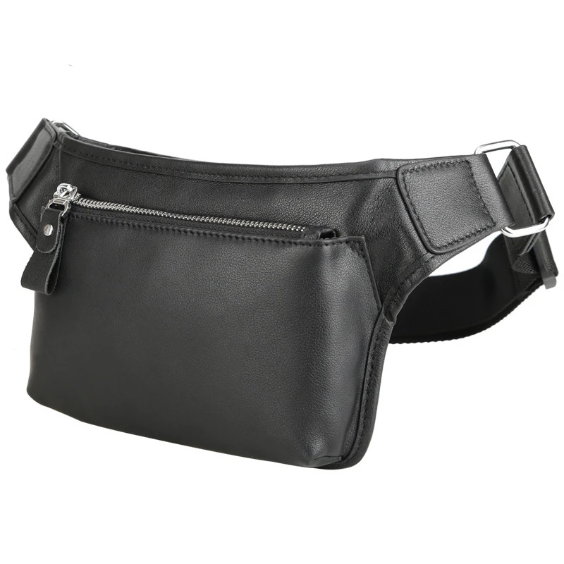 Men\'s Fanny Waist Bag Real Leather Travel Cross Body Phone Pouch Sling Chest Pack Casual Male Large Hip Bum Purse